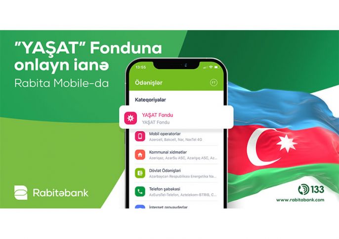 Rabitəbankın mobil tətbiqində “YAŞAT” fonduna dəstək funksiyası aktiv oldu 