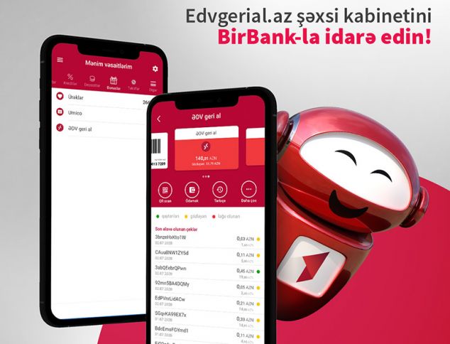 BirBank mobil tətbiqi vasitəsilə www.edvgerial.az portalındakı şəxsi kabinetinizi idarə edin!