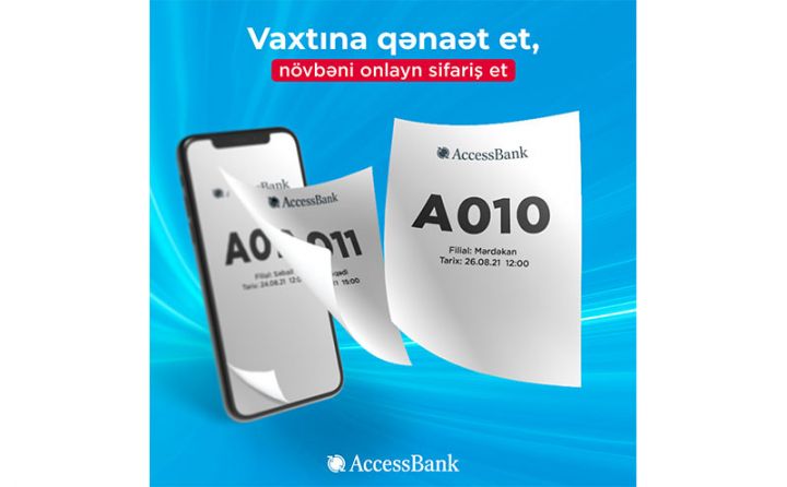 AccessBank onlayn növbə xidmətindən istifadə etməyi tövsiyə edir