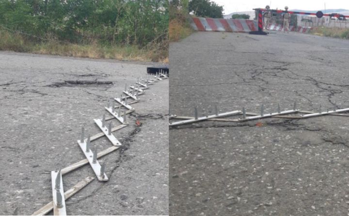 Rusiya hərbçiləri yola tikanlı məftil düzdü - BAKIDAN GEDƏN TIR-LAR GÖZLƏYİR