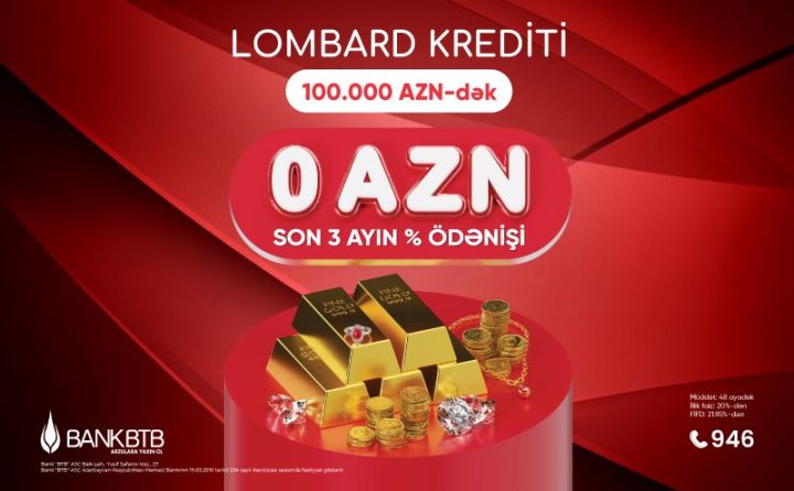 Bank BTB-dən “Son üç ay 0%” lombard krediti kampaniyası