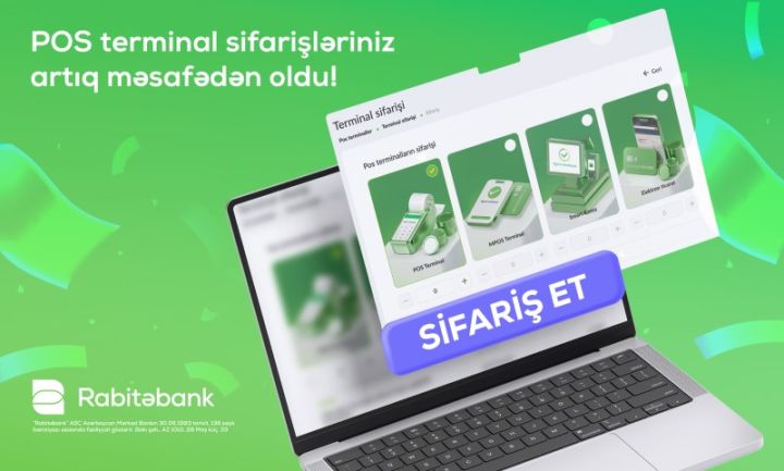 Rabitəbank ilə POS terminal sifarişi artıq məsafədən!