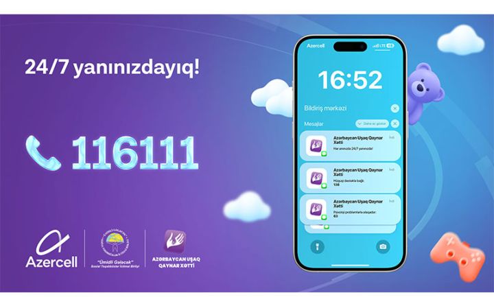 Azercell-in dəstəyi ilə yaradılan “Uşaq Qaynar Xətti”nə son 3 ay ərzində 500-ə yaxın zəng daxil olub