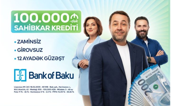 Sahibkarlara dəstək var: Bank of Baku-dan 100.000 AZN-dək sahibkar krediti!