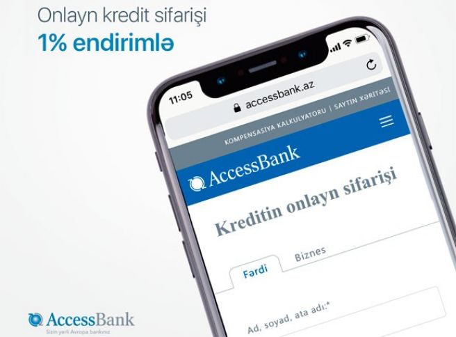 Krediti onlayn sifariş verin, 1% endirim əldə edin!