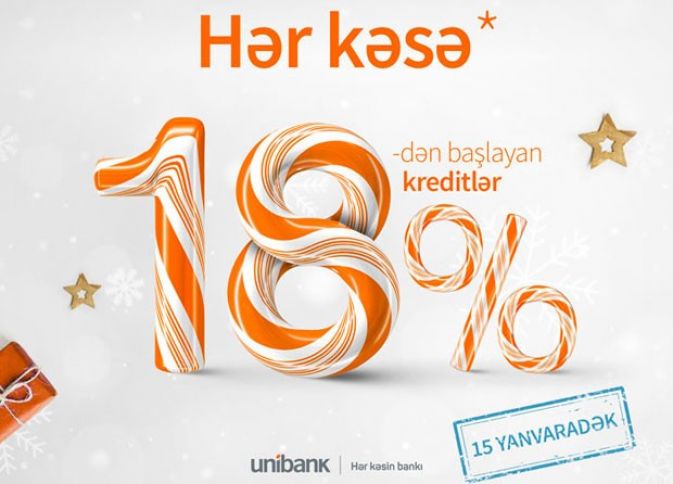 Unibankın 18%-dən başlayan kredit kampaniyası davam edir!