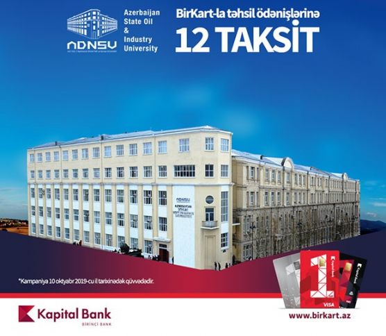 "BirKart"la ADNSU-da təhsil haqqını hissə-hissə ödəmək olar