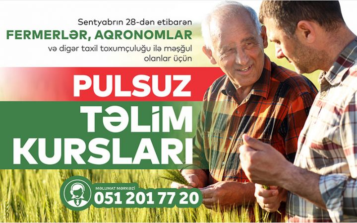 Fermerlər, aqronomlar və marağı olan hər kəs üçün pulsuz təlim kursları!