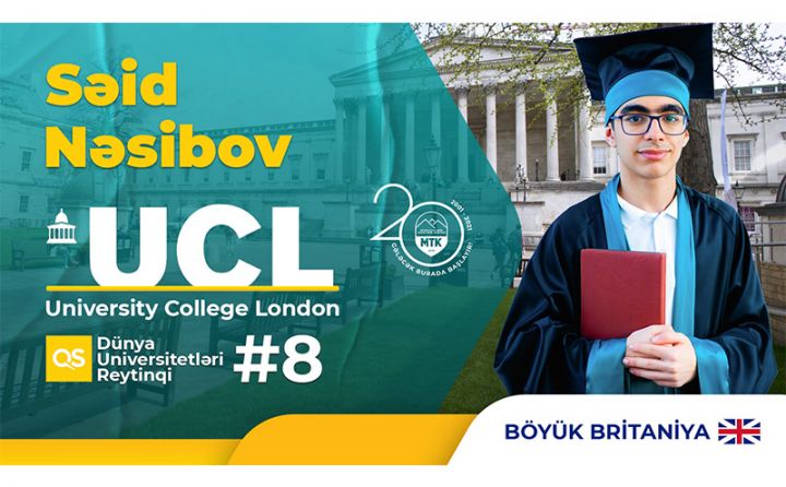 Müasir Təhsil Kompleksinin şagirdi dünyanın 8-ci ən yaxşı universitetinə qəbul oldu