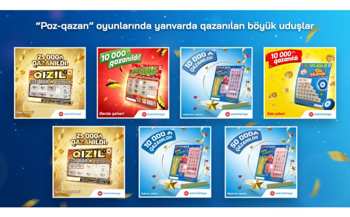 “Poz-Qazan” oyunlarında yanvarda 7 böyük uduş qazanılıb
